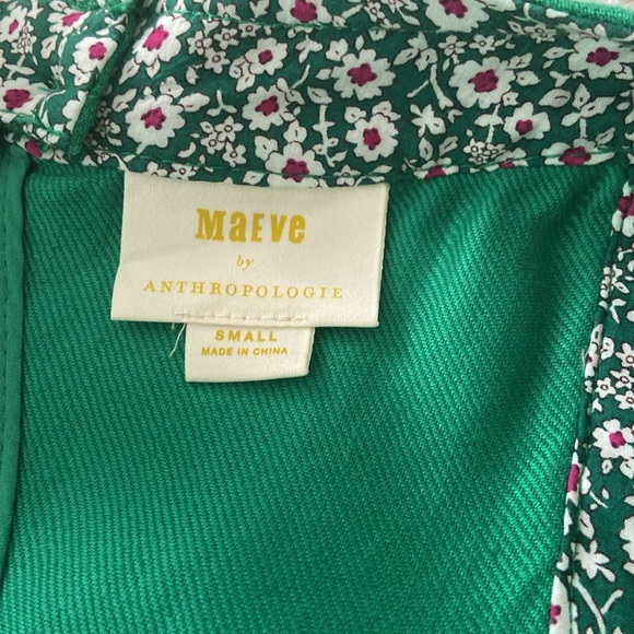 Anthropologie Green Linen Shift Dress Button Side Detail Open Back EUC S… - Picture 9 of 11